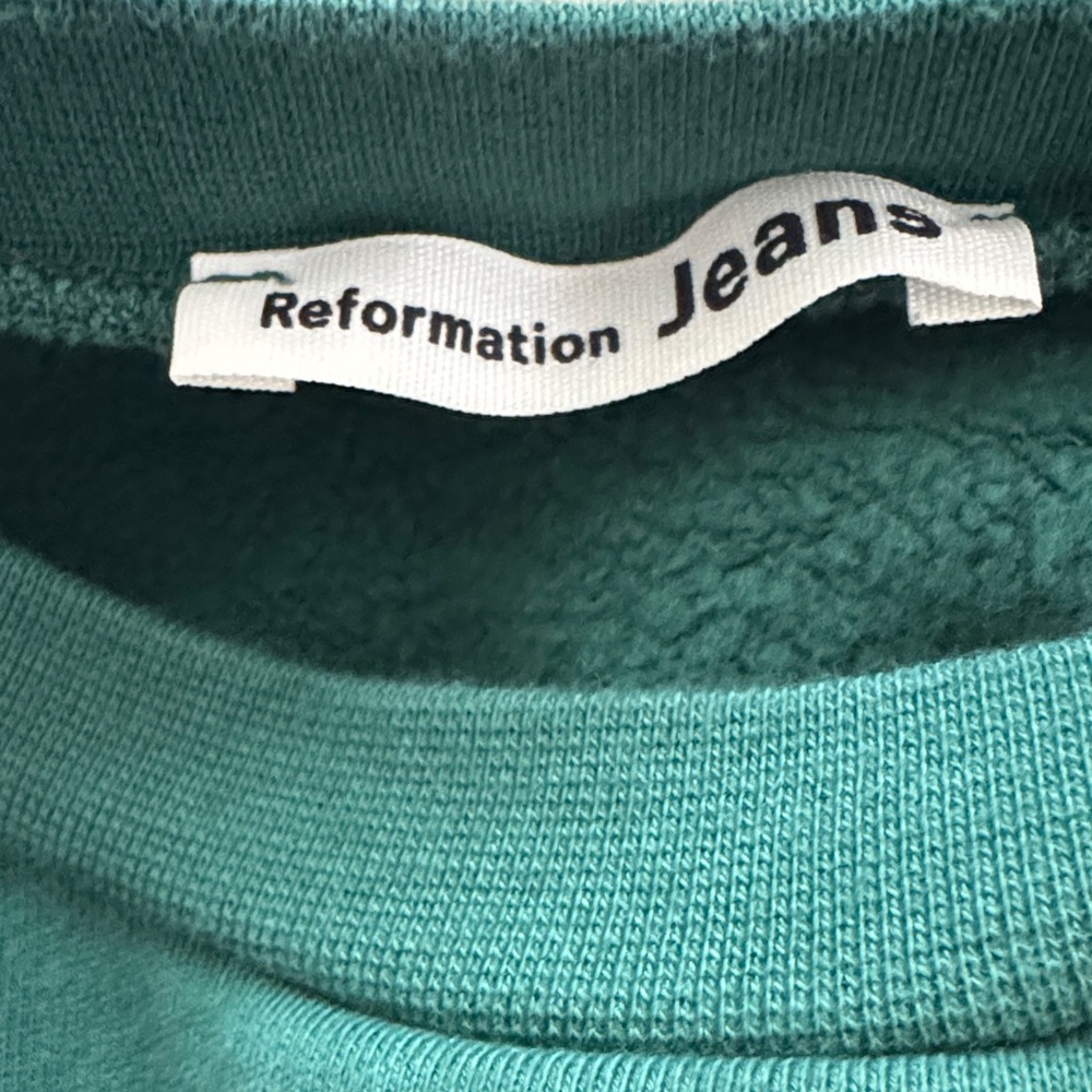 Reformation Forest Green Cropped Sweatshirt XS - Picture 2 of 2